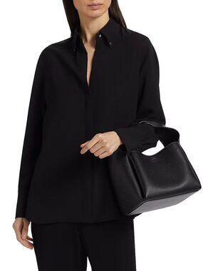 VINCE Women’s Jewel-Collar Long Sleeve Shirt Black Size S NWT $395